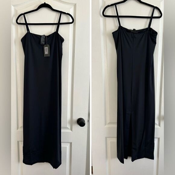 NWT Allsaints Charlie Black Slip Midi Dress Sz 8 Optional Straps - Picture 3 of 4